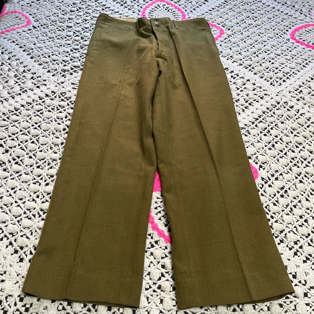 Men's Olive Green Military Wool Pants